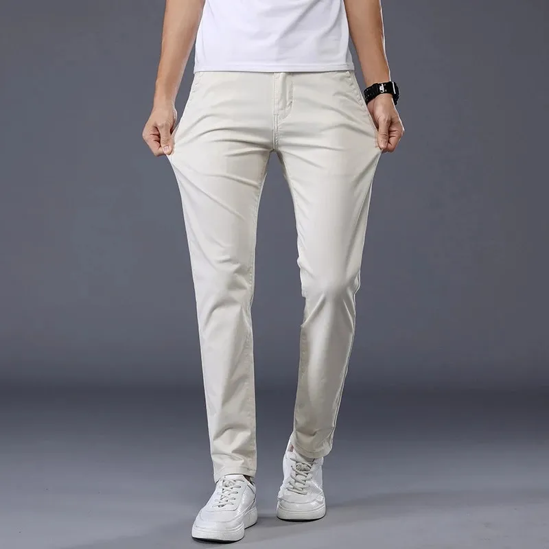 New Men's Casual Basic Pants Business Cotton Jeans Regular