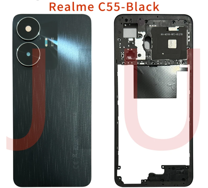 Realme C55 Mid Back / Ring Back Replacement with Buttons and Camera Lens , Mid Back / Ring Back for Realme C55