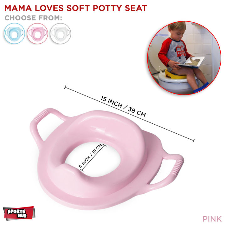 Potty Training Seat For Boys and Girls With Handles Fits Round & Oval Toilets Non-Slip With Splash Guard Portable Folding Large Non Slip & Unbreakable Plastic Commode Potty Training Seat For Kids Toddlers Toilet Seat First Year Potty Seat (BABY PINK)