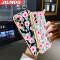 JIUMOO For Tecno Spark 8 Pro Case Cartoon Fashion Flower Side Edge Square Pattern Luxury Plating Phone Case Full Camera Casing Shockproof Protection Cases Soft Back Cover Softcase. 