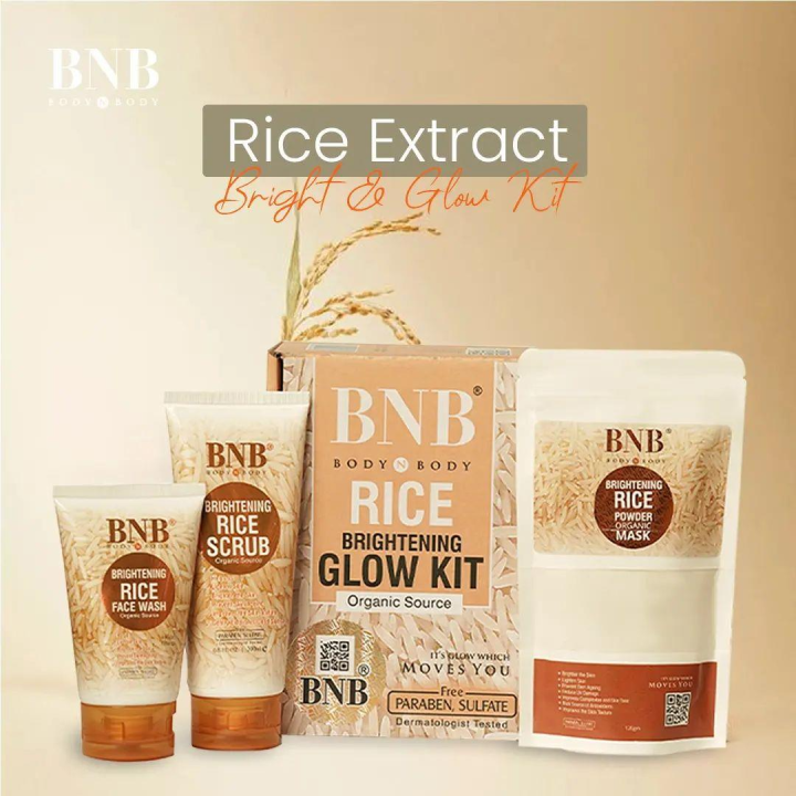 Body  N Body 3 in 1 Brightening Glow Kit Rice Scrub Face Wash + Mask