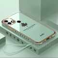 For Infinix Hot 10i Back Cover Luxury 6D Plating Maple Leaf Side Pattern Soft Silicone Square Mobile Phone Case. 