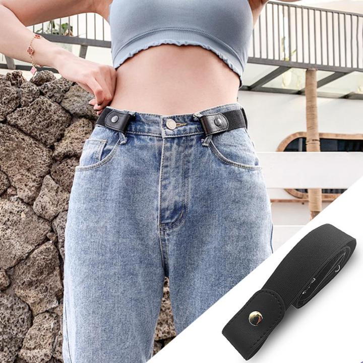 Belts Without Buckle Easy Belt Buckle-free Elastic Invisible Belt Jeans Women Men Stretch Lazy Canvas Casual Simple Elastic Belt