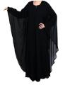 Black Chiffon Butterfly Style Double Layer Abaya. 