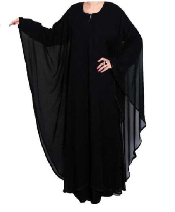 Black%20Chiffon%20Butterfly%20Style%20Double%20Layer%20Abaya%20-%20Image%203