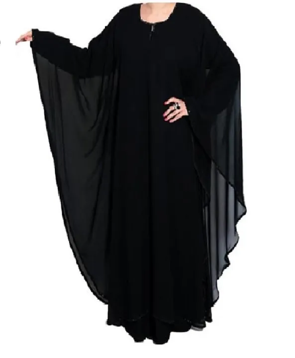 Black%20Chiffon%20Butterfly%20Style%20Double%20Layer%20Abaya%20-%20Image%204