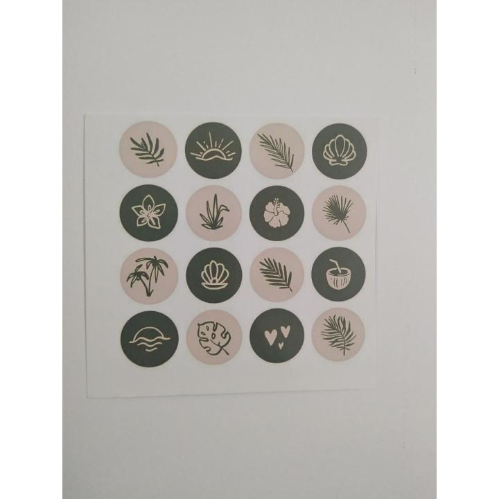 Green circular Journaling stickers sheet Uncut - ( 9 x 9) cm