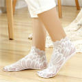 Women's Lace Boat Socks Non-slip Lace Trim Elastic Comfy Thin Socks Transparent Breathable Ankle Non-slip Invisible Liner. 