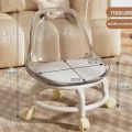 Acrylic 360° Rotatable Transparent Chair (Small) | Mini Space Design | High Resilience | Durable Backrest | Smart Wheels | Ideal for Adults & Kids (Yellow). 