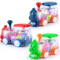 360-degree Transparent Electric Train Model Boys Educational Gear Music Light Children Toy Car Interactive Parent-child Game. 