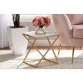 Gold Side Table, Metal Rectangle End Table Modern Sofa Side Table with MDF Top & Gold Frame Bedroom Nightstand - White Small Accent Table for Living Room Home Décor. 