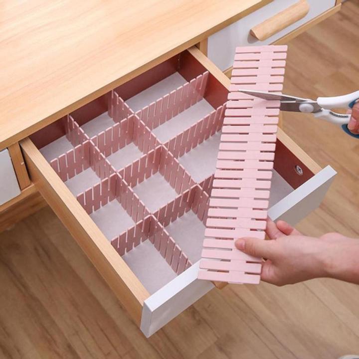 Drawer Organizer Grid Dividers 24 Adjustable Plastic DIY Partition Separators Storage Box Tidy Inserts for Underwear Sock Tie Scarf T shirt Ornament Makeup Kitchen Cutlery