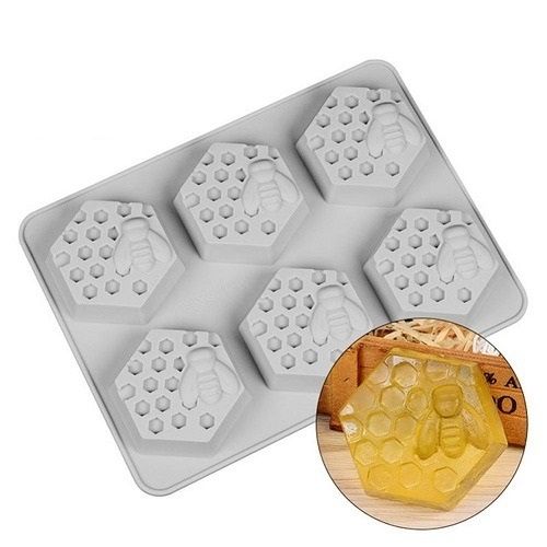 Honey Bee Hexagon Shape Silicone Soap & Mousse Mold 6 Cavity