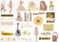 25pcs FEARLESS sticker pack based on taylor swifts album love story golden debut enchanted aesthetic yellow music cute dainty. 