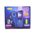 Xmobile Disco Plus, 4 Active Sims, 3000mAH Big Battery, PTA Approved with 1 Year Brand Warranty, jumbo Speaker, 2.4 Inch Display, Disco Lights, Super Led Torch, Auto call recording, Wireless FM Radio. 