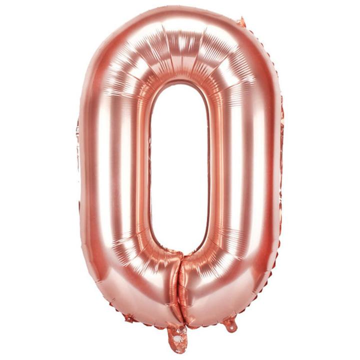 Rose Gold Color Digit Foil Balloons All Numbers Customized For Birthday Party Etc. 16 Inches  0 To 9, Pipe To Inflate