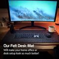 Customized Felt Desk Mat 10x35 inches Large Black Wool Desk Mat | Mouse Pad with Non-Slip Rubber Grip.. 
