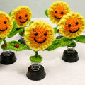 Green forest Car Ornament Vivid Crochet Smiley Shaking Sun Flowers Decoration. 
