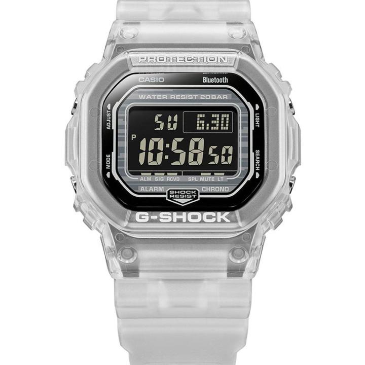 Casio G Shock Round Digital White Transparent Smartphone Link Led Light Stopwatch Worldtime Multi-Function Watch-DW-B5600G-7DR