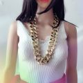 hip-hop exaggerated big gold chain Personality performance props plastic imitation gold necklace nightclub. 