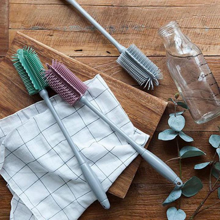 1Pcs Multi Purpose Kitchen Supplies Silicone Long Handle Milk Bottle Brush 3Colors for Household Cup Scrubber Cleaning Tool