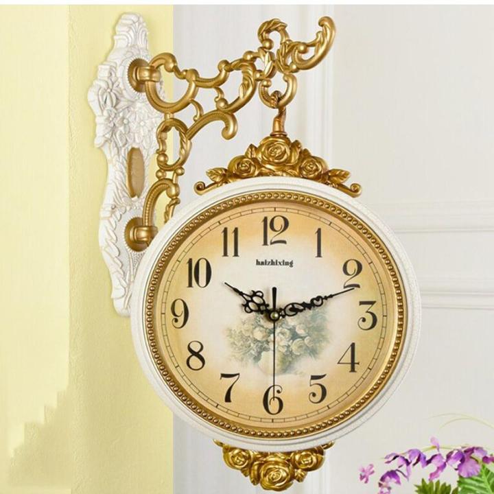 Retro Double Sided Wall Clock - Hanging Double Face Clock