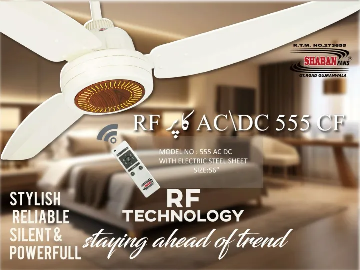 Shaban fans ( AC/DC ) Inverter Ceiling Fan with remote Control 60watt 5 ...