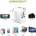 Universal Travel Adapter All-in-One – Multi-Nation Plug Adapter with EU, UK, US, AUS Plugs – International Charger for Mobile, Laptop, Camera & Electronics – Compact for Travel Use. 