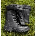 Black Leather Long Boots For Men. 