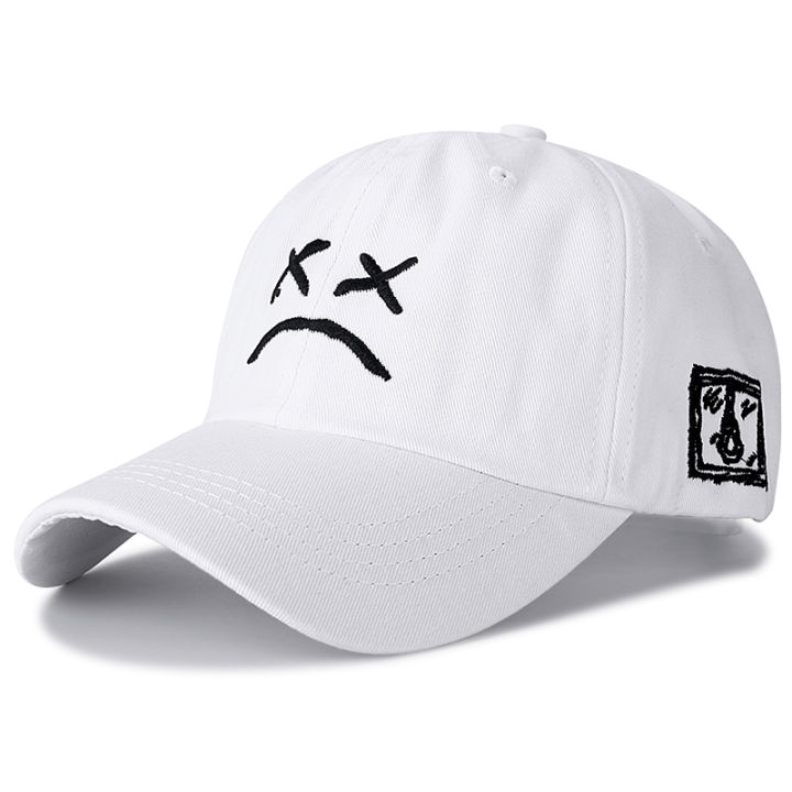 【wenfangdianpu】Pcs Hats Lil Sad Face Dad Hat Embroidery 100% Cotton Baseball Cap Hip Hop Cap Golf Love lil.peep Snapback Women Men
