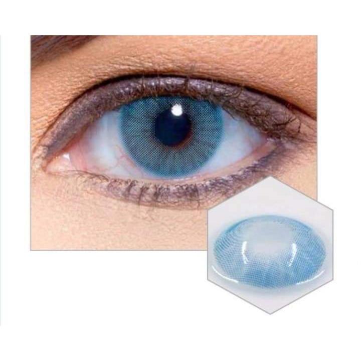 Eyes Color Lenses 1-Tone Sky Blue With Case *** Eye lenses for Girls & Boys *** Give a colored look to your eyes *** Soft Lens *** Party wear and casual range available *** (Water Kit & Box)