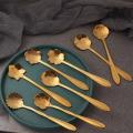 8 Diffient Pattern Rose Red for Sugar Ice Cream Coffee Dessert Bar tools Stainless Steel Mixing Spoon Flower Spoon Set Soup Spoon Cutlery Set Teaspoon. 