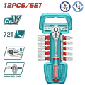 TOTAL 12Pcs High Quality CrV 1/4 Socket Set(5-14mm) THT14114126. 