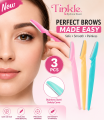 Tinkle 3 Pcs Eyebrow Razor Kit (Pink+Blue+Yellow) | Painless Facial Hair Removal & Dermaplaning Tool for Women | Eyebrow Trimmer & Body Hair Razor for Face Underarm Arms Legs | Compact & Easy to Use. 