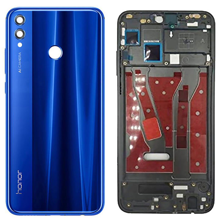 Honor 8x Middle Frame Housing with Power Volume Buttons & Camera Lens Complete Body Casing Replacement 8x - Blue
