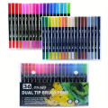 120 Colors upto 12 Acquarelle Brush Tip Art Markers Set – Dual Tip Watercolor Marker Pens for Calligraphy, Illustration, Hand Lettering, Drawing & Coloring – Artist Grade Ink for Kids & Adults. 