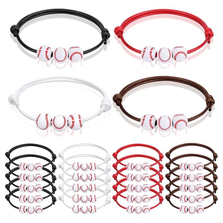 20 Pcs Adjustable Baseball Bracelets Baseball Wristbands for Teens Sport Team Players