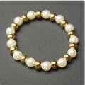 Pearl Bracelet white & Golden beads for Girls Women. 