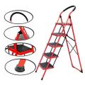 5 Steps Folding Ladder - Red. 