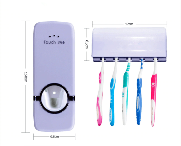 Toothpaste Dispenser With 5 Brush Holder Wall Mounted Automatic Hands ...