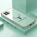 Jizetin (Free Lanyard) for OPPO F17 Pro / A93 2020 / Reno4 F Back Cover Antlers Luxury 6D Plating Case Side Pattern Soft Silicone Square Phone Cases. 