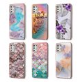 Luxury Glitter Fish Scale Shell Cover Flower Marble Pattern Hard Case For Motorola Moto G Pure G Stylus 2021 G60 G71 E40 Edge 20. 