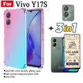 Vivo Y17s four-corner drop-proof phone case For Y 17S Tempered glass film Y1 7 S Camera Lens Protector Full Cover Screen Glass. 