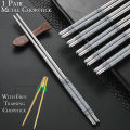 1 Pairs Reusable Chinese Silver Chopsticks With Chopstick Helper & Holder For Kids, Reusable Chopstick, Chinese Chop stick, Cooking Chopsticks, Noodles Chopsticks, Sushi Chopsticks,. 