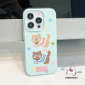 Color Macaron Luxury Skin Feel Leather Case Compatible for IPhone 12 15 13 11 14 16 Pro Max XR 15 14 16 Plus X XS Max 12 11 Pro Cartoon Cute Kitten Love Heart Cat Soft Case. 
