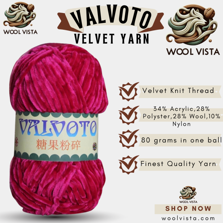 Imported%20Valvoto%20Candy%20Crush%20Velvet%20Yarn%20%7C%20Velvet%20Wool%20Yarn%20%7C%20100%20%25%20polyester%20%7C%2075-80%20grams%20in%20one%20ball%20%7C%20Wool%20Vista%20-%20Image%206