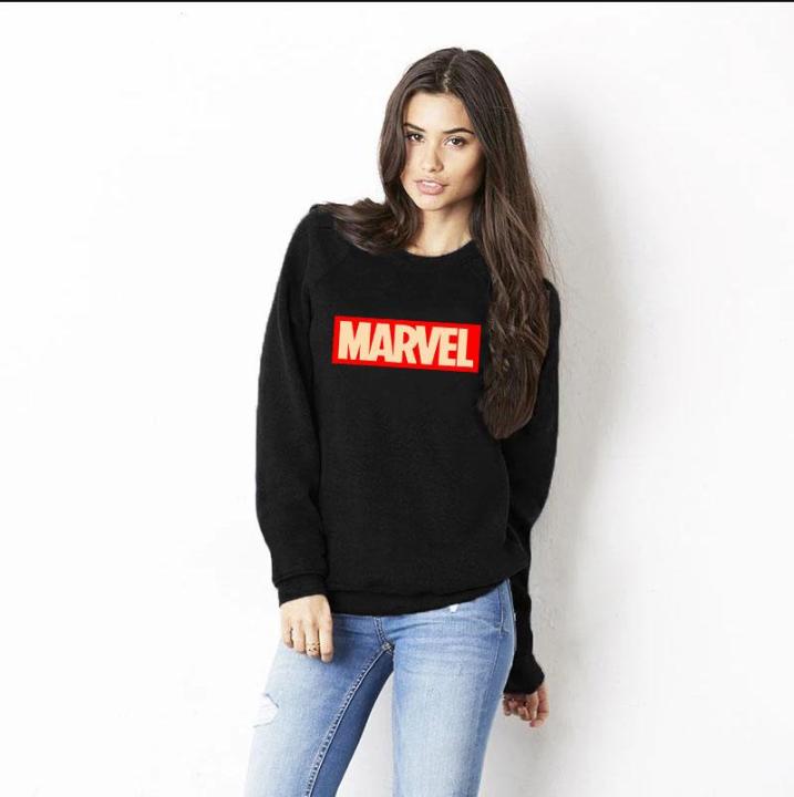 Black Marvel Pullover Printed High Quality Fleece Winter High Quality Sweatshirt