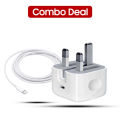 100% Original 35W PD Charger For iPhone 15 Pro Max - 3PIN UK Plug Fast iPhone Charger With Type-C to Type-C Cable 35W Supported | Power Adapter for iPhone. 