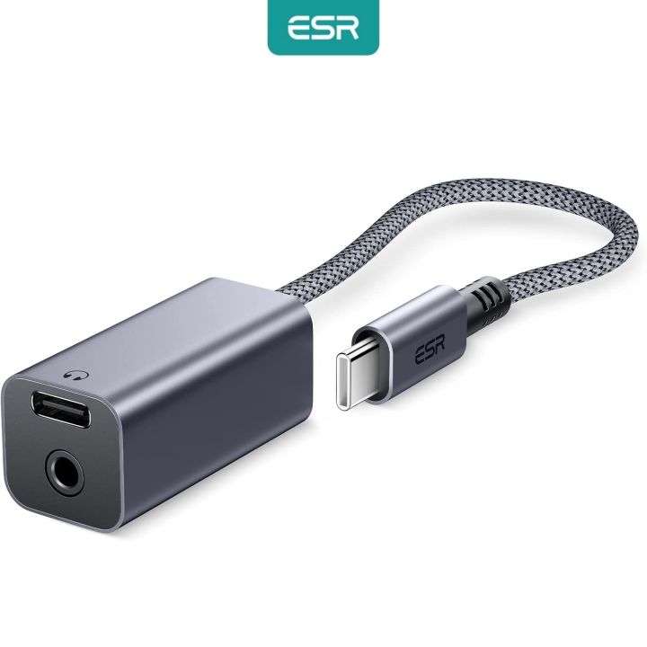 ESR USB Type-C to Headphone Adapter 2-in-1 with PD fast Charging Type-C port USB C to 3.5 mm Headphone Jack Adapter Portable Design