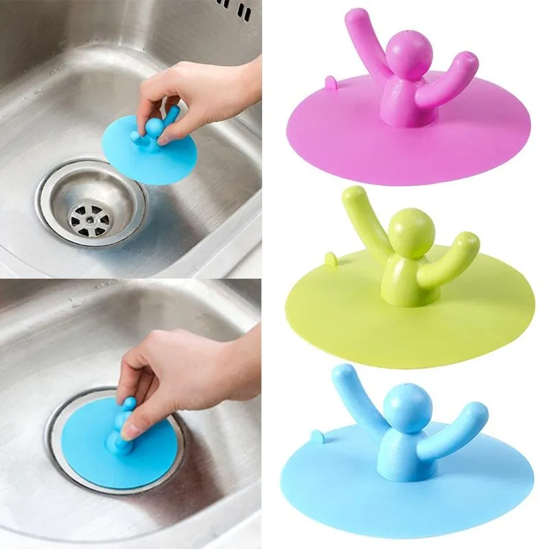 2 Pcs Silicone Floor Drain Plug Cover Kitchen Bath Tub Sink